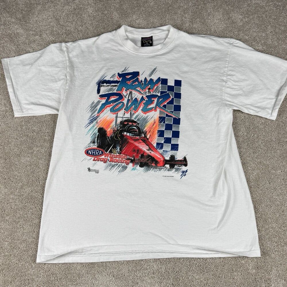 Vintage Drag Race Shirt Mens XL Soffe Racing 1996 NHRA Winston Graphic Y2K USA